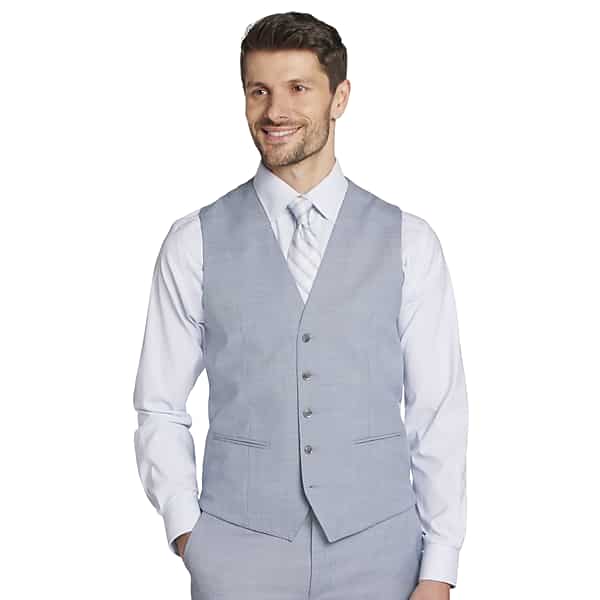 JOE Joseph Abboud Slim Fit Sharkskin Men's Suit Vest Lt Blue Sharkskin - Size: 3X TMW3XNP03X15