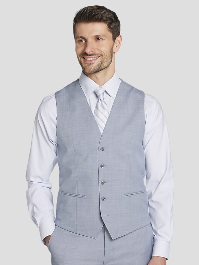 JOE Joseph Abboud Slim Fit Wool Blend Sharkskin Suit Vest