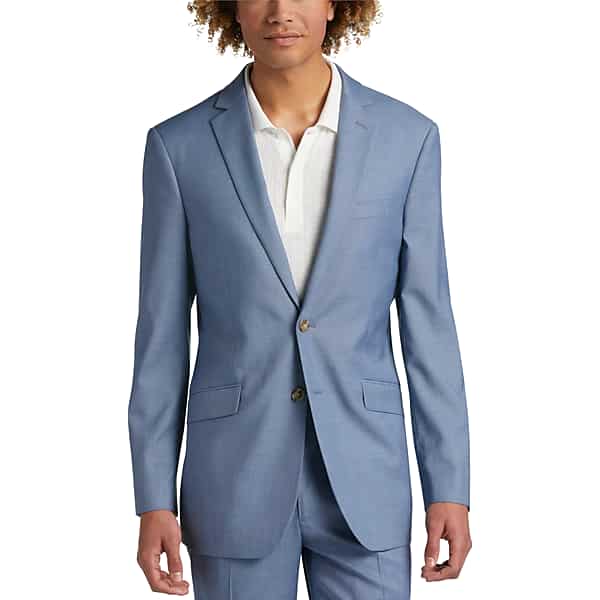 Wilke-Rodriguez Men's Slim Fit Suit Jacket Blue Sharkskin - Size: 42 Short TMW3XPK42156