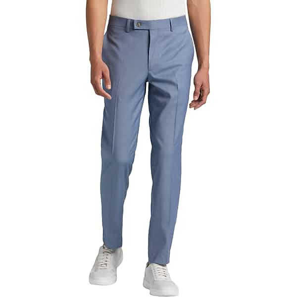 Wilke-Rodriguez Men's Slim Fit Suit Pants Blue Sharkskin - Size: 46W x 32L TMW3XPN46T56