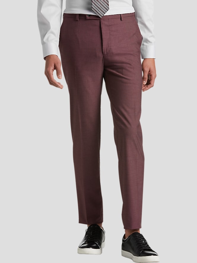 Wilke-Rodriguez Slim Fit 32 inch Pre-hemmed Suit, Wine Tic - Image 3 of 5