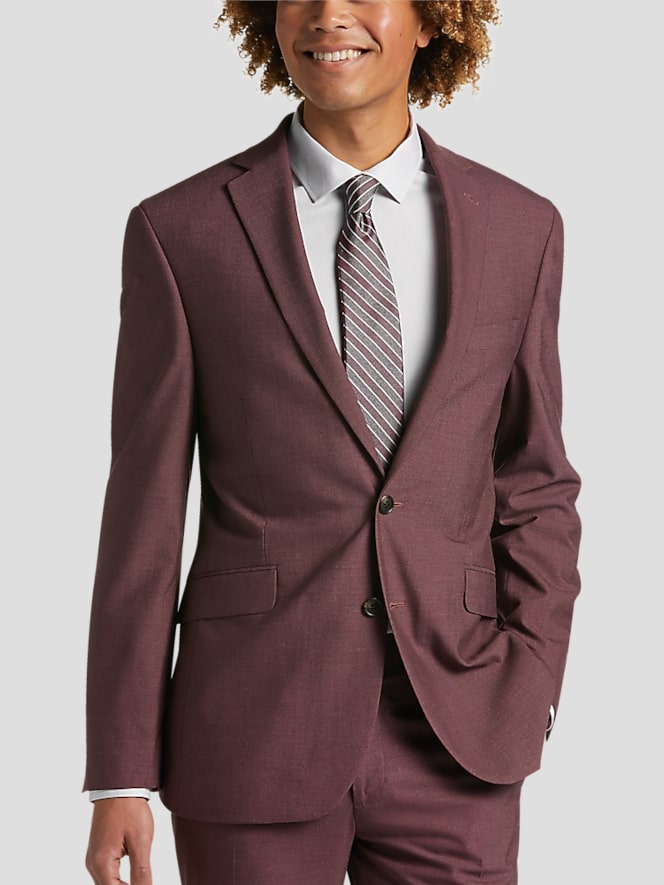 Wilke-Rodriguez Slim Fit 32 inch Pre-hemmed Suit, Wine Tic - Image 1 of 5