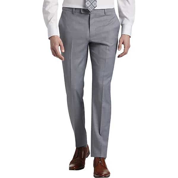 JOE Joseph Abboud Big & Tall Slim Fit Men's Suit Separates Pants Med Gray Solid - Size: 44W x 32L