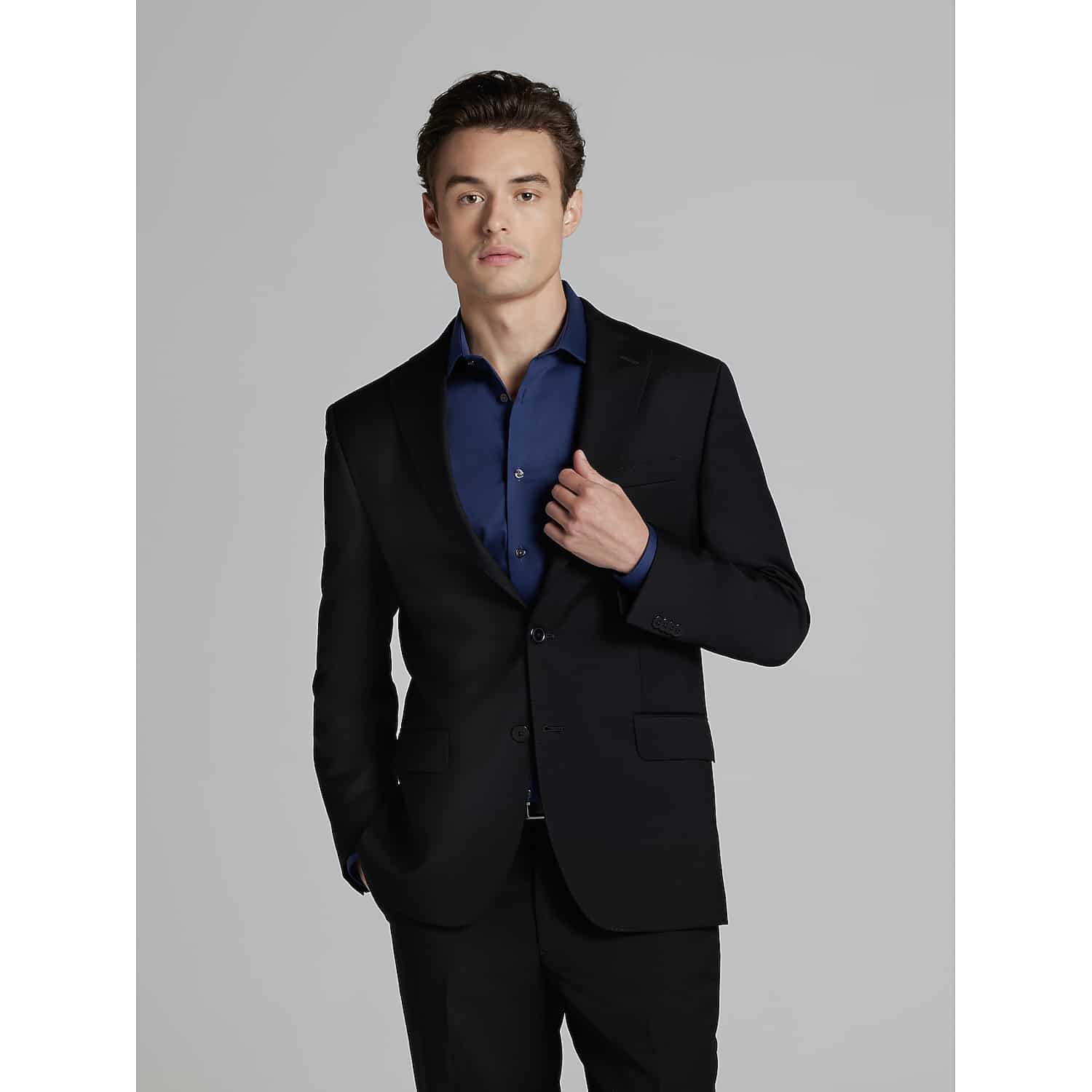 JOE Joseph Abboud Slim Fit Premium Wool Blend Suit Jacket in Black Solid – Men’s Formal Blazer, Size 38 Long