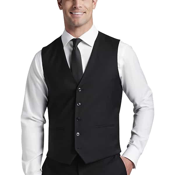 JOE Joseph Abboud Big & Tall Slim Fit Men's Suit Separates Vest Black Solid - Size: 4X