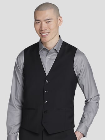 princess polly baby blue dress Men's Business Casual Single Breasted V Neck Striped Vest Grey / 3XL main image 0