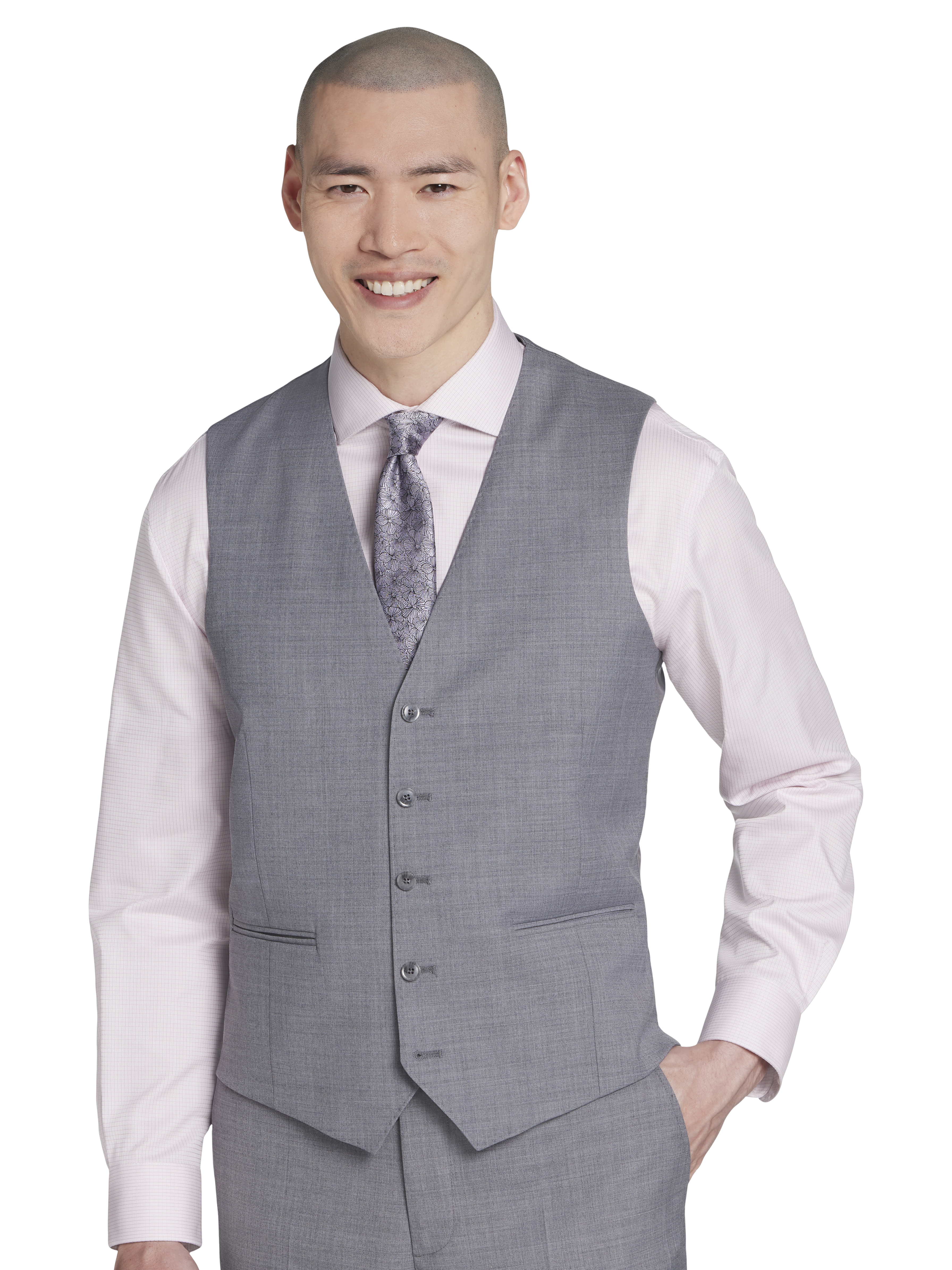 slim fit dress slacks Light Grey Vest 54