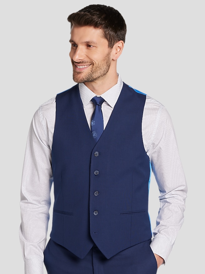 Egara Skinny Fit Men's Suit Vest , Blue/Postman