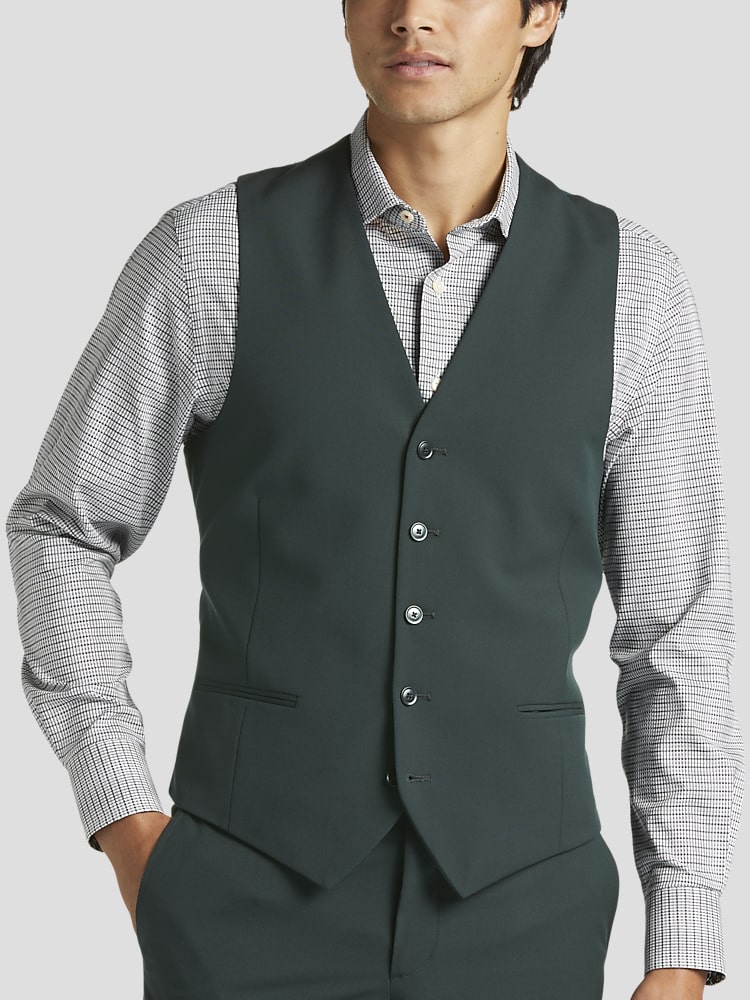 Egara Skinny Fit Suit Vest, Dark Green | Men's Wearhouse