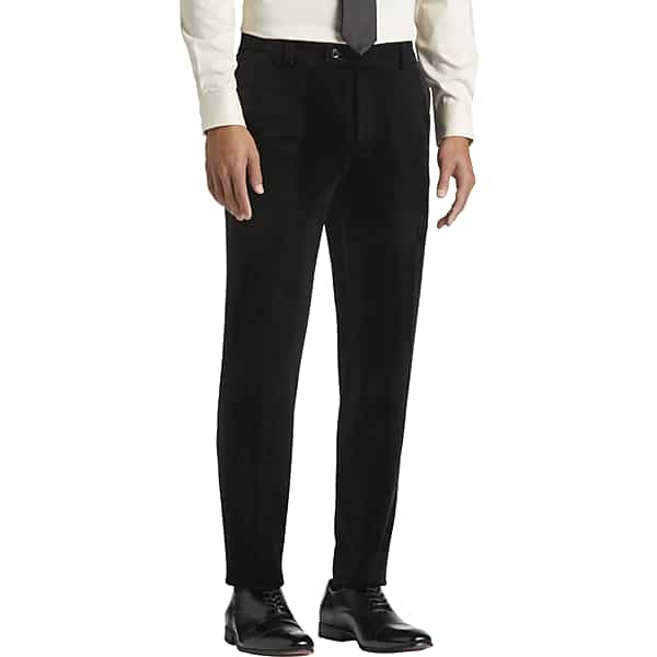 Egara Skinny Fit Men's Suit Separates Corduroy Pants Black Corduroy - Size: 40W x 32L