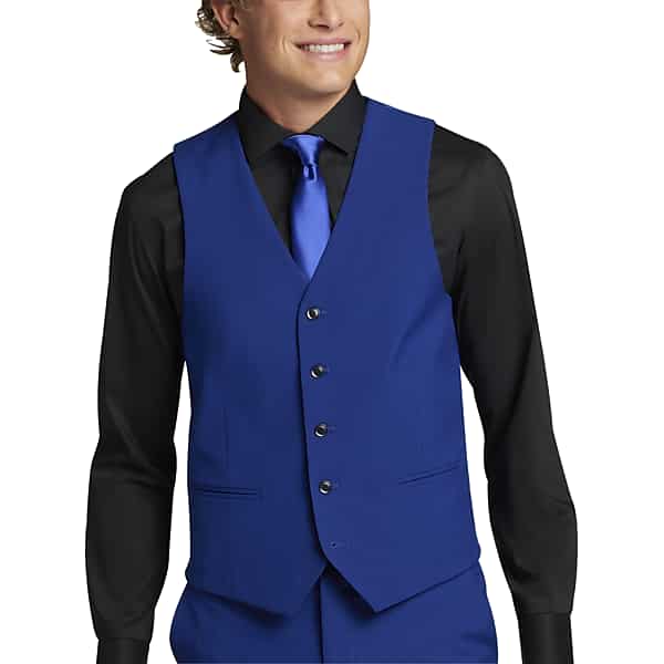 Egara Skinny Fit Men's Suit Separates Vest Cobalt - Size: Small