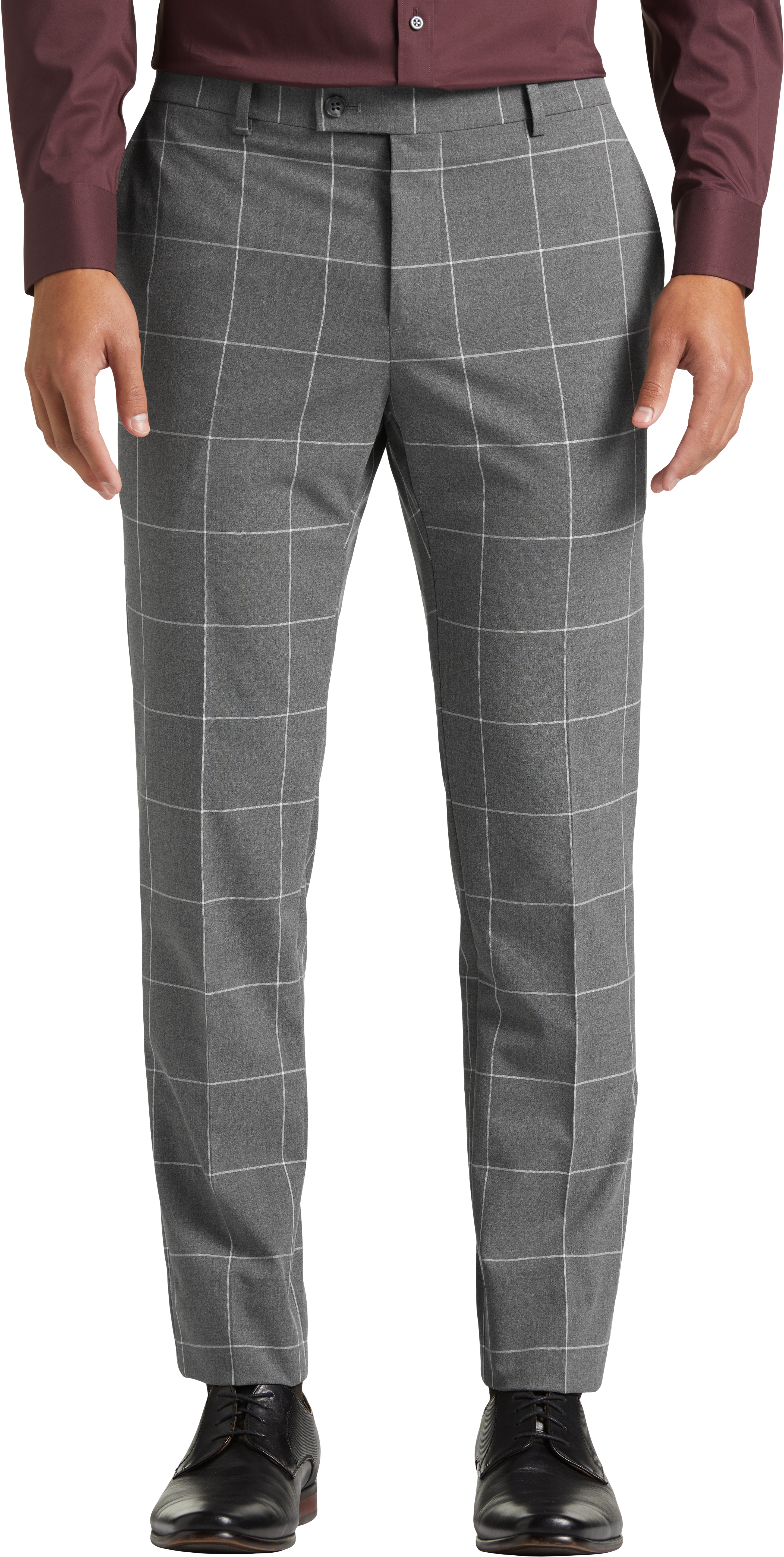 Skinny Fit Windowpane Plaid Suit Separates Pants