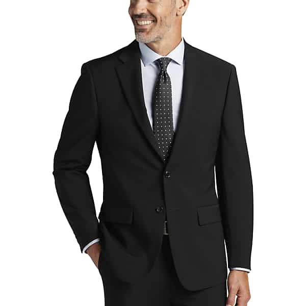 Calvin Klein Big & Tall Slim Fit Wool Blend Men's Suit Jacket Black Solid - Size: 48 Regular TMW3XZC48202