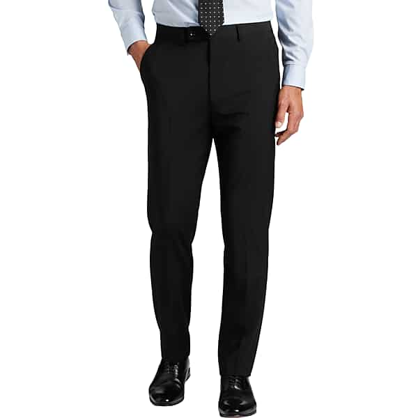 Calvin Klein Big & Tall Slim Fit Wool Blend Men's Suit Pants Black Solid - Size: 44W x 34L TMW3XZE44F02