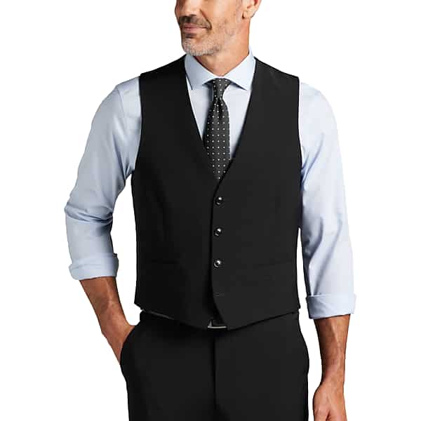 Calvin Klein Big & Tall Slim Fit Wool Blend Men's Suit Vest Black Solid - Size: 4X TMW3XZG04X02