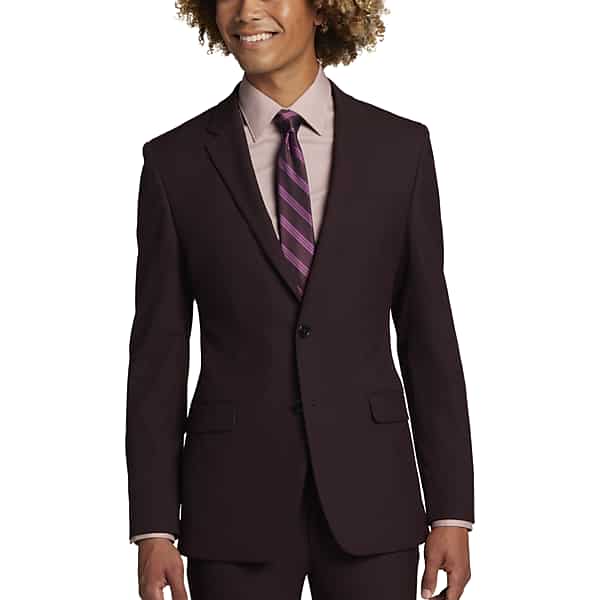 Egara Skinny Fit Men's Suit Separates Jacket Burgundy - Size: 38 Short