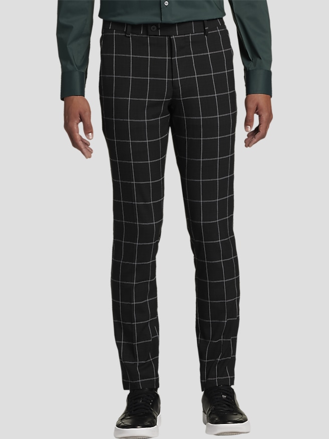 Checkered pants mens black and white hotsell