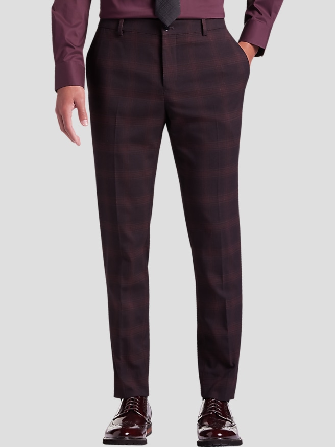 TrendAura Mens Cotton Plaid Pockets Drawstring Wide Leg Pants For Autumn Everyday Comfort main image 0
