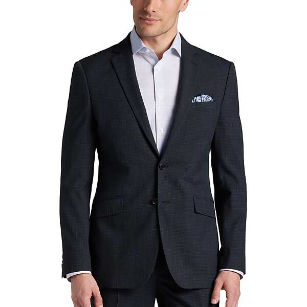 Wilke-Rodriguez Men's Slim Fit Suit Jacket Blue/Black Check - Size: 38 Short TMW3Y0L38192