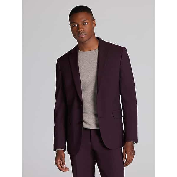 JOE Joseph Abboud Slim Fit Wool Blend Men's Suit Jacket Burgundy - Size: 36 Regular TMW3Y2T36206