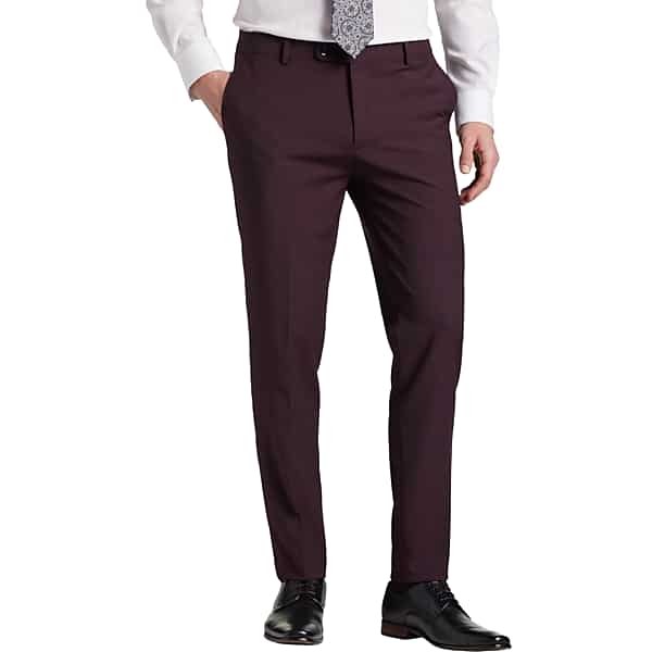 JOE Joseph Abboud Slim Fit Wool Blend Men's Suit Pants Burgundy - Size: 40W x 32L