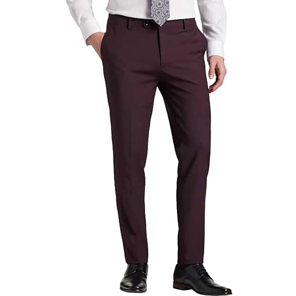 JOE Joseph Abboud Slim Fit Men's Suit Separates Pants Burgundy - Size: 42W x 30L