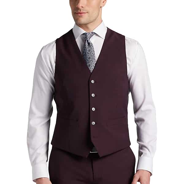JOE Joseph Abboud Slim Fit Men's Suit Separates Vest Burgundy - Size: Small