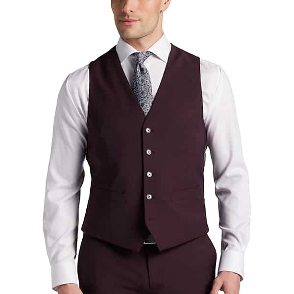 JOE Joseph Abboud Slim Fit Wool Blend Men's Suit Vest Burgundy - Size: Medium TMW3Y2X00M06
