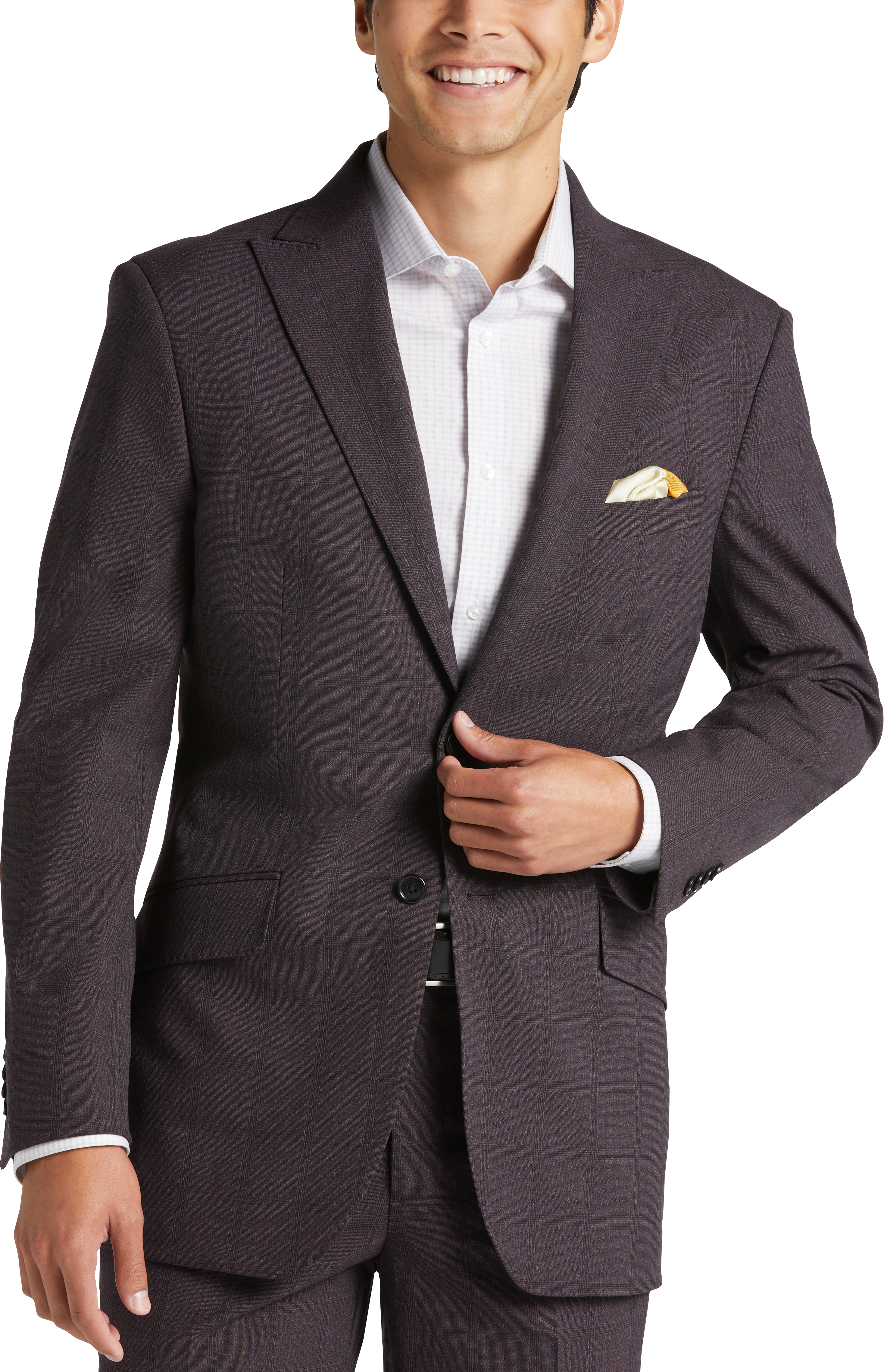 CALVINSUIT Men's Velvet 2 Pieces Slim Fit Notched Lapel