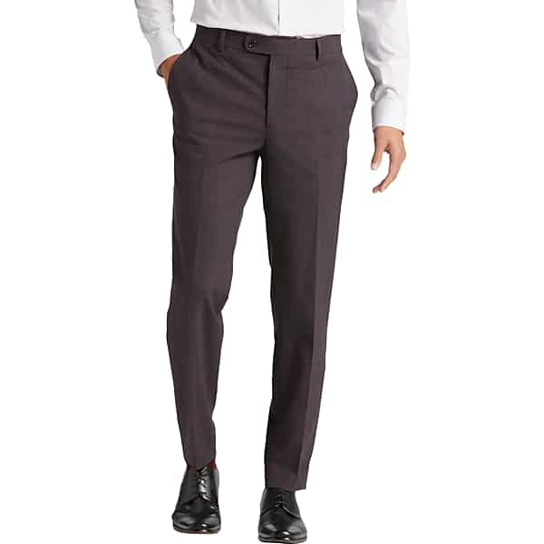 Wilke-Rodriguez Men's Slim Fit Suit Separates Pants Dark Purple Windowpane - Size: 34W x 32L