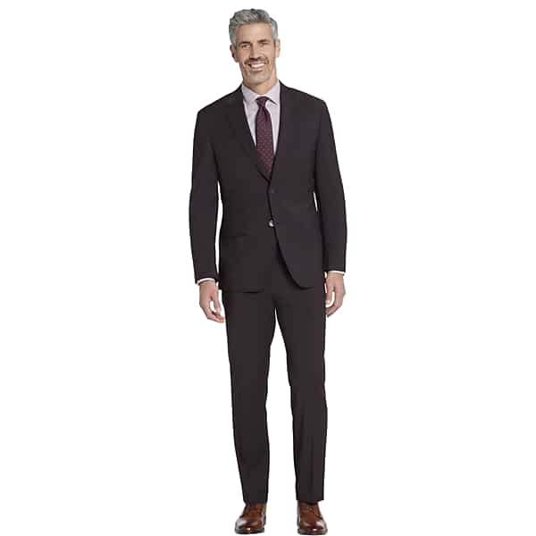 Awearness Kenneth Cole Modern Fit Wool Blend Men's Suit Jacket Burgundy Tic - Size: 38 Long TMW3Y3G38306