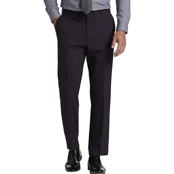 Awearness Kenneth Cole Big & Tall Modern Fit Men's Suit Separates Pants Dark Purple Plaid - Size: 46W x 30L