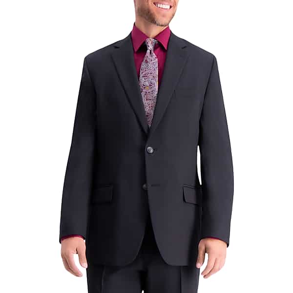 Haggar Men's Travel Performance Tailored Fit Suit Jacket Black Solid - Size: 44 Long