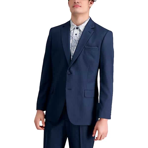 Haggar Big & Tall Men's Travel Performance Tailored Fit Suit Jacket Blue Tic - Size: 50 Regular TMW3Y4Y50270