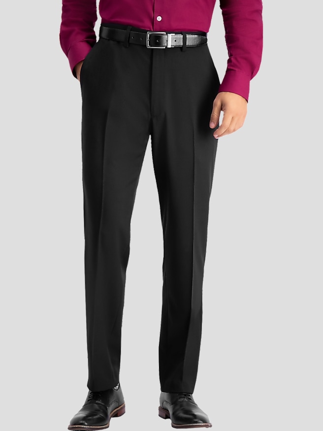 Haggar Men's Travel Performance Tailored Fit Suit Pant , Black Solid