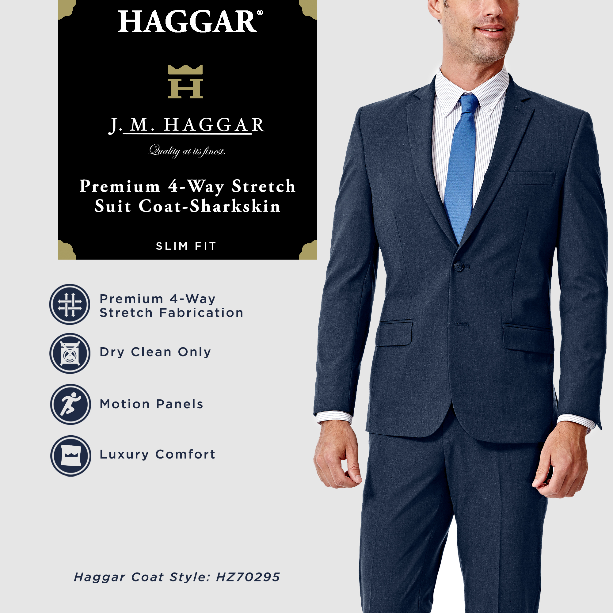 J.M. Haggar™ 4 Way Stretch Slim Fit Flat Front Suit Jacket