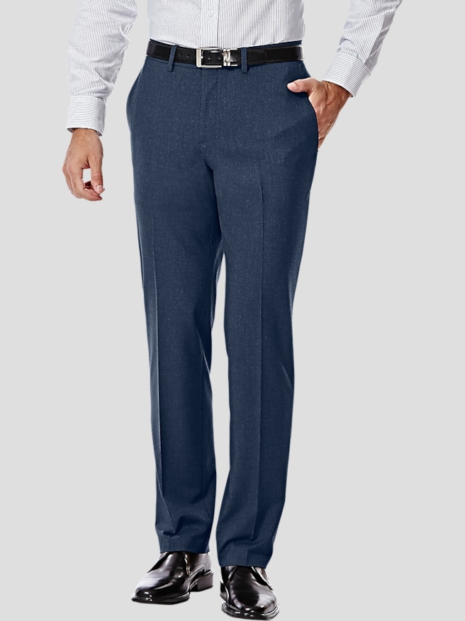Haggar Men's J.M. ™ 4 Way Stretch Slim Fit Flat Front Suit Pant , Navy Solid / Blue