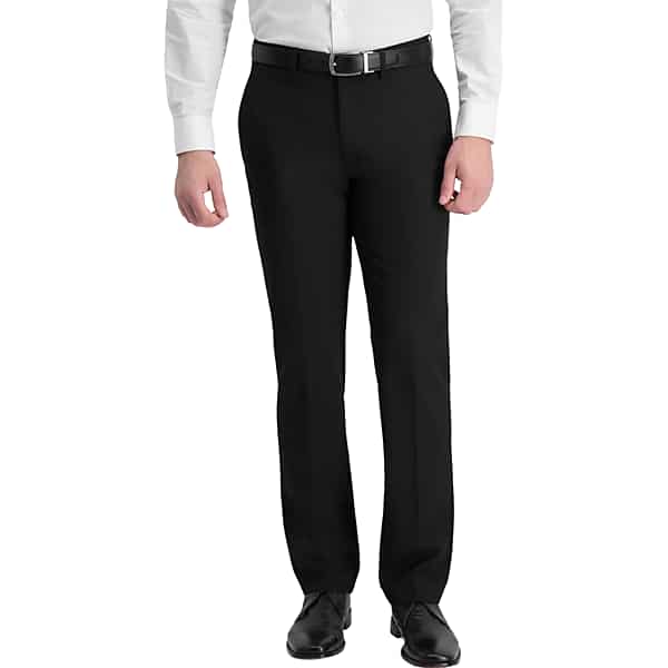Haggar Men's J.M. ™ 4 Way Stretch Slim Fit Flat Front Suit Pants Black Solid - Size: 32W x 29L