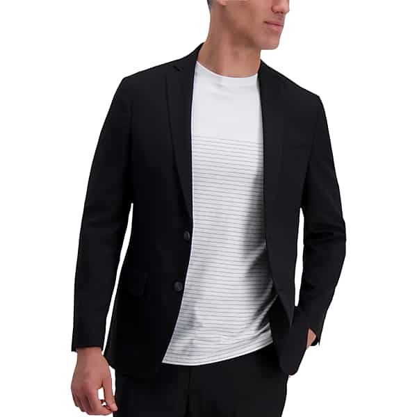 Haggar Men's Smart Wash® Repreve® Slim Fit Suit Jacket Black Solid - Size: 42 Long