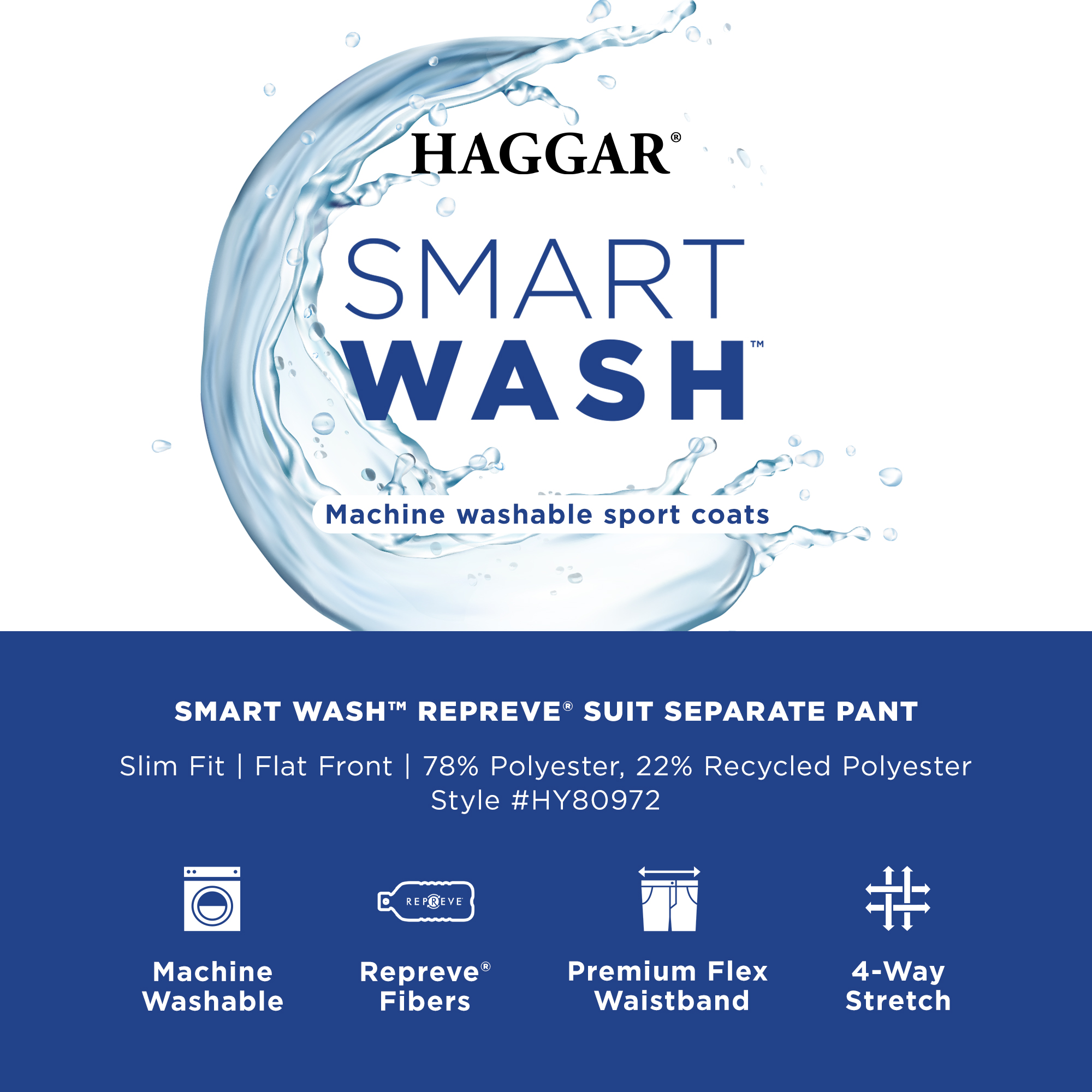 Smart Wash® Repreve® Slim Fit Flat Front Suit Pant