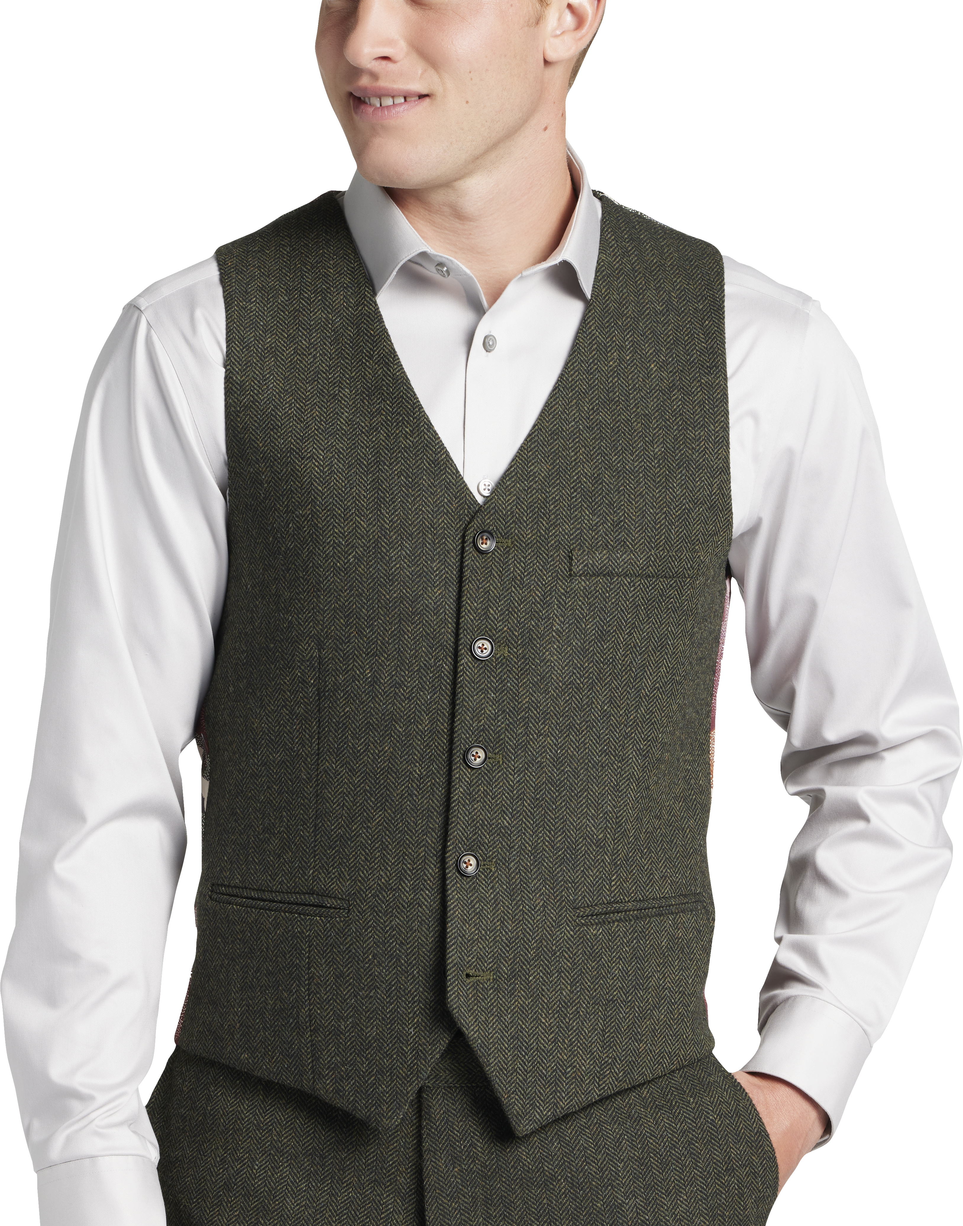 Slim Fit Herringbone Suit Separates Vest