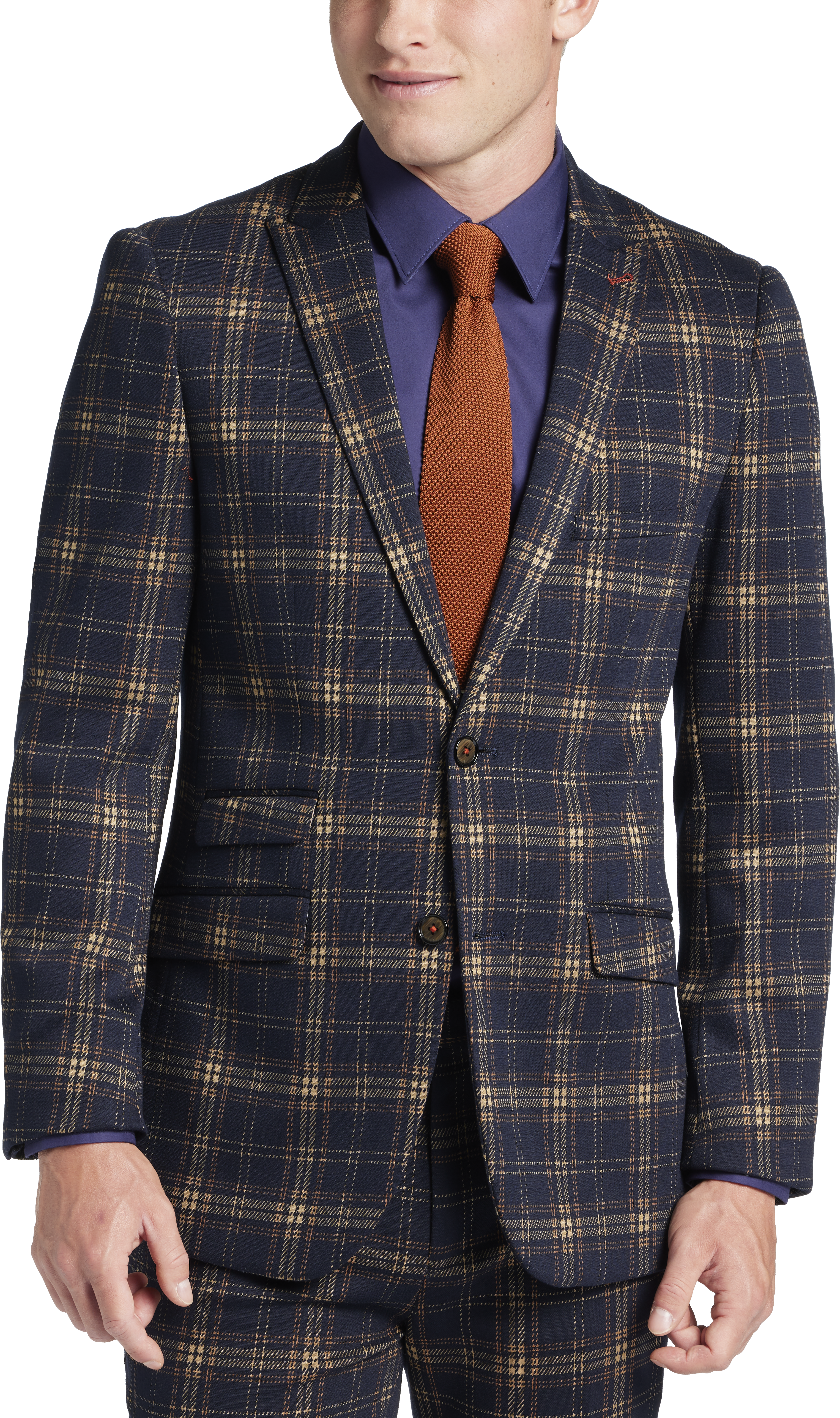 Slim Fit Plaid Peak Lapel Suit Separates Jacket