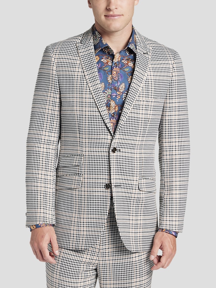 【12月スーパーSALE 15%OFF】 & Paisley Gray Suit Plaid Houndstooth Lapel Peak Fit Slim ワンピース
