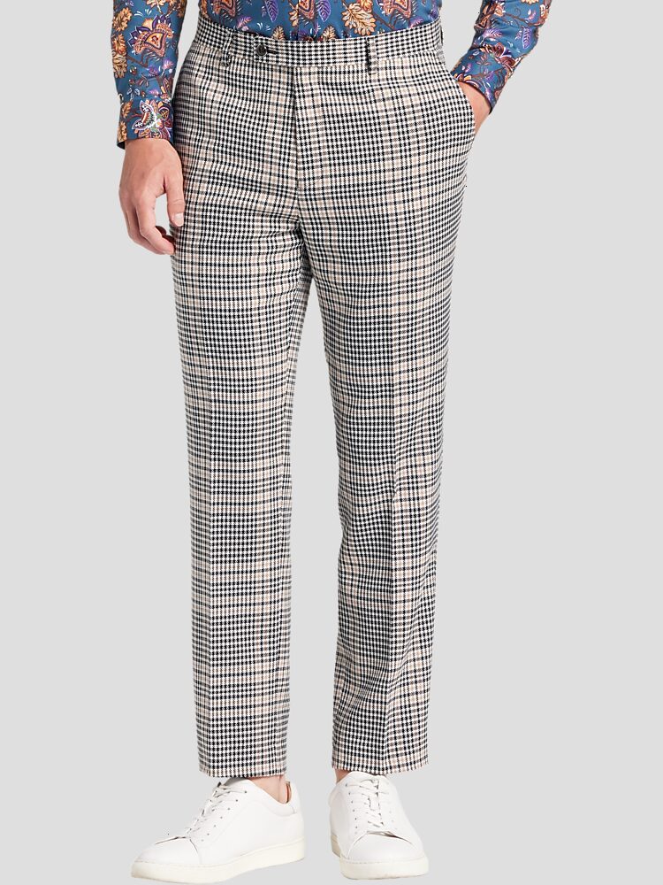 Mens Grey & Yellow Plaid Pants