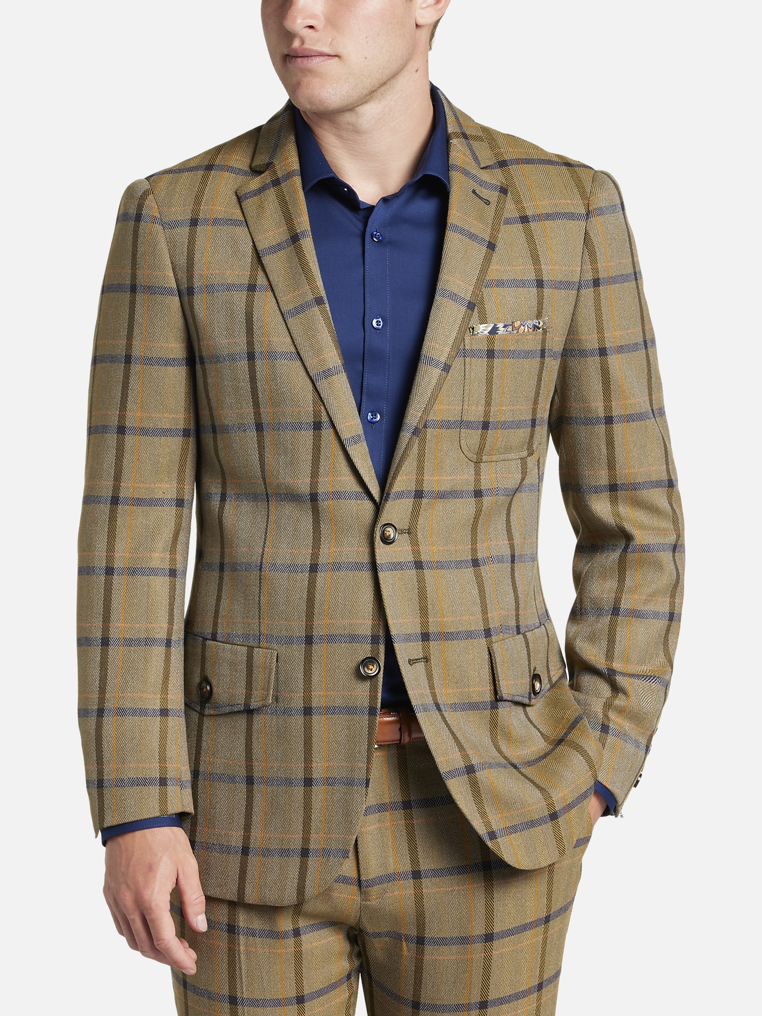 Paisley & Gray Slim Fit Herringbone Plaid Suit Separates Men's Jackets only $29.99: eDeal Info