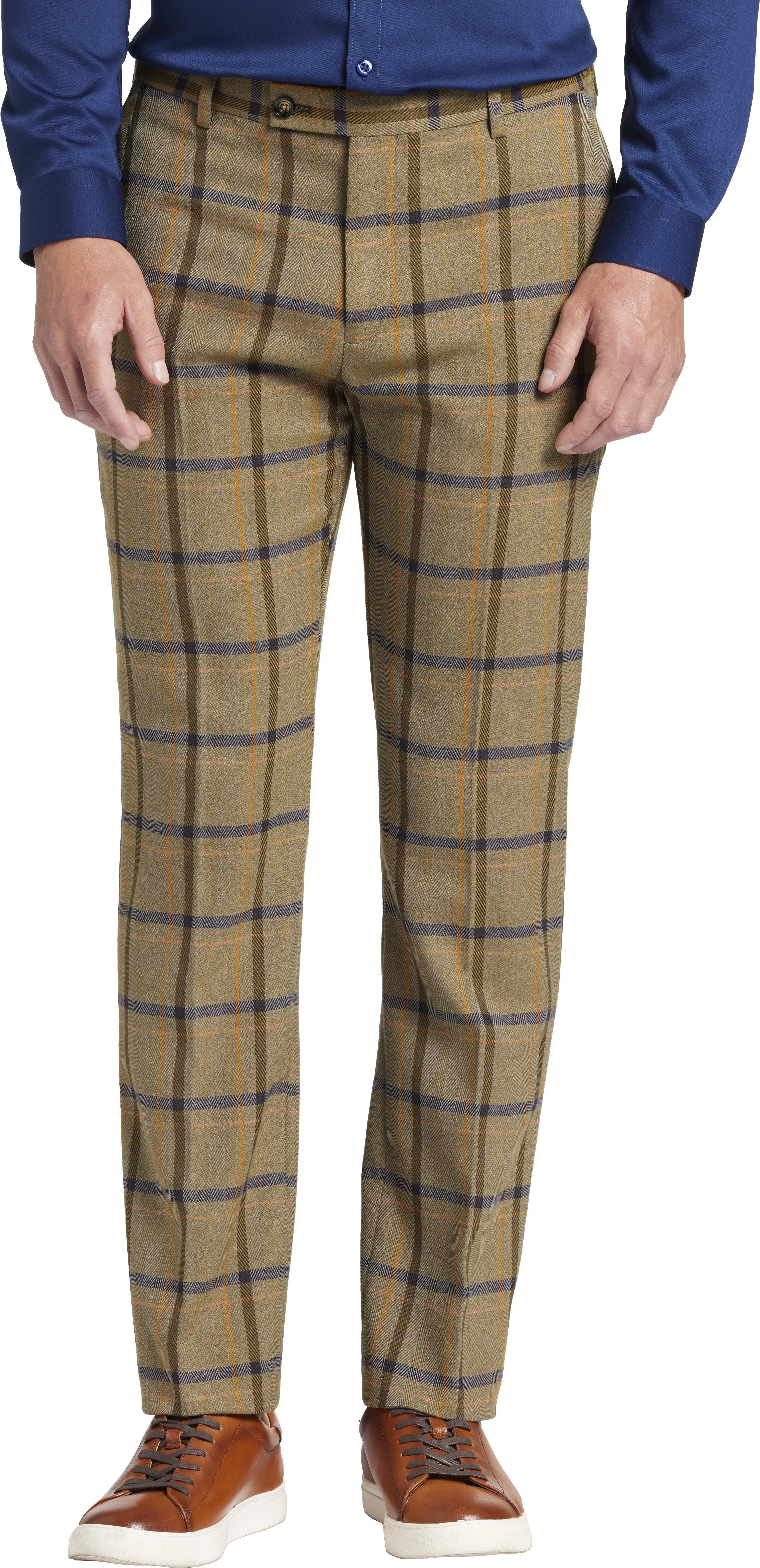 Slim Fit Herringbone Plaid Suit Separates Pants