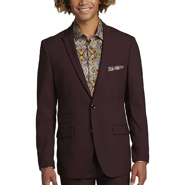 Paisley & Gray Big & Tall Men's Slim Fit Peak Lapel Suit Separates Jacket Port Purple Wine - Size: 50 Regular