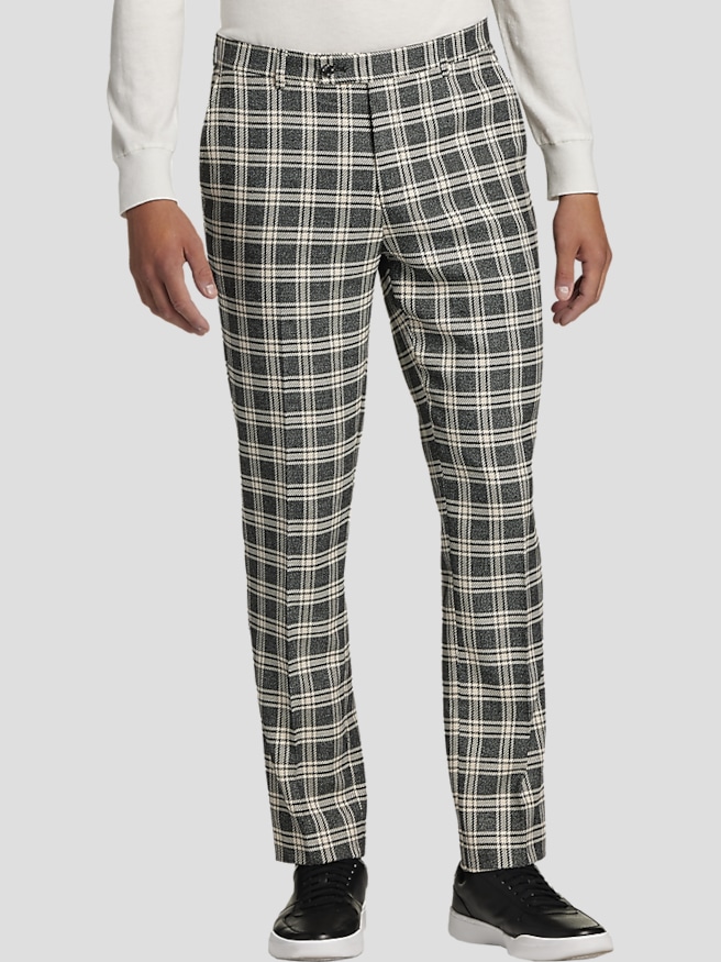 Black and white plaid pants for men shop