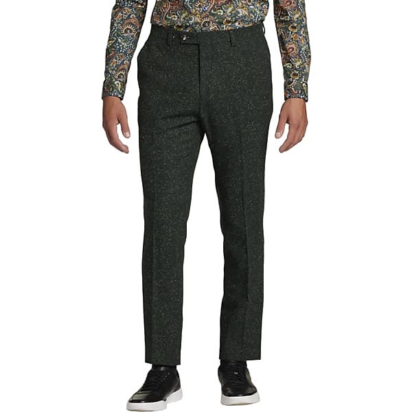 1950s Men’s Pants, Trousers, Shorts | Rockabilly Jeans, Greaser Styles Paisley  Amp Gray Mens Paisley  Gray Slim Fit Suit Separates Pants Forest Speckle - Size 33W x 32L $79.99 AT vintagedancer.com
