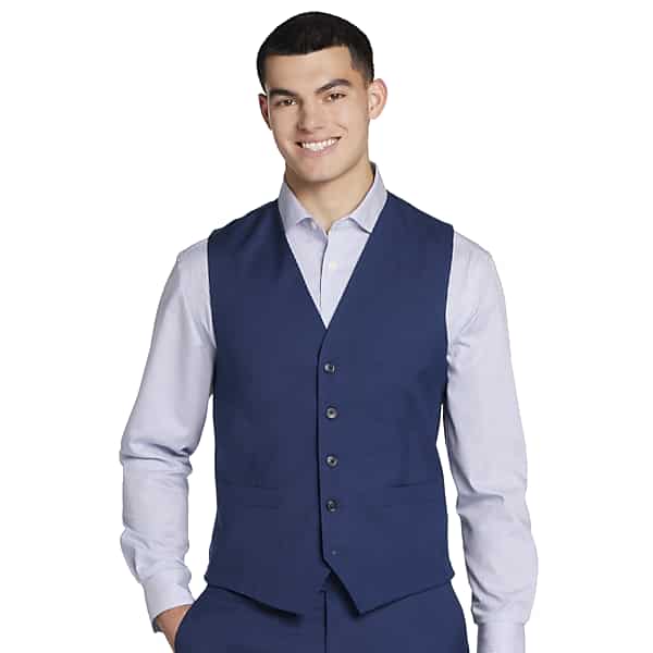 Pronto Uomo Men's Modern Fit Suit Vest Blue - Size: XL - Only Available at Men's Wearhouse TMW3Y9N0XL14